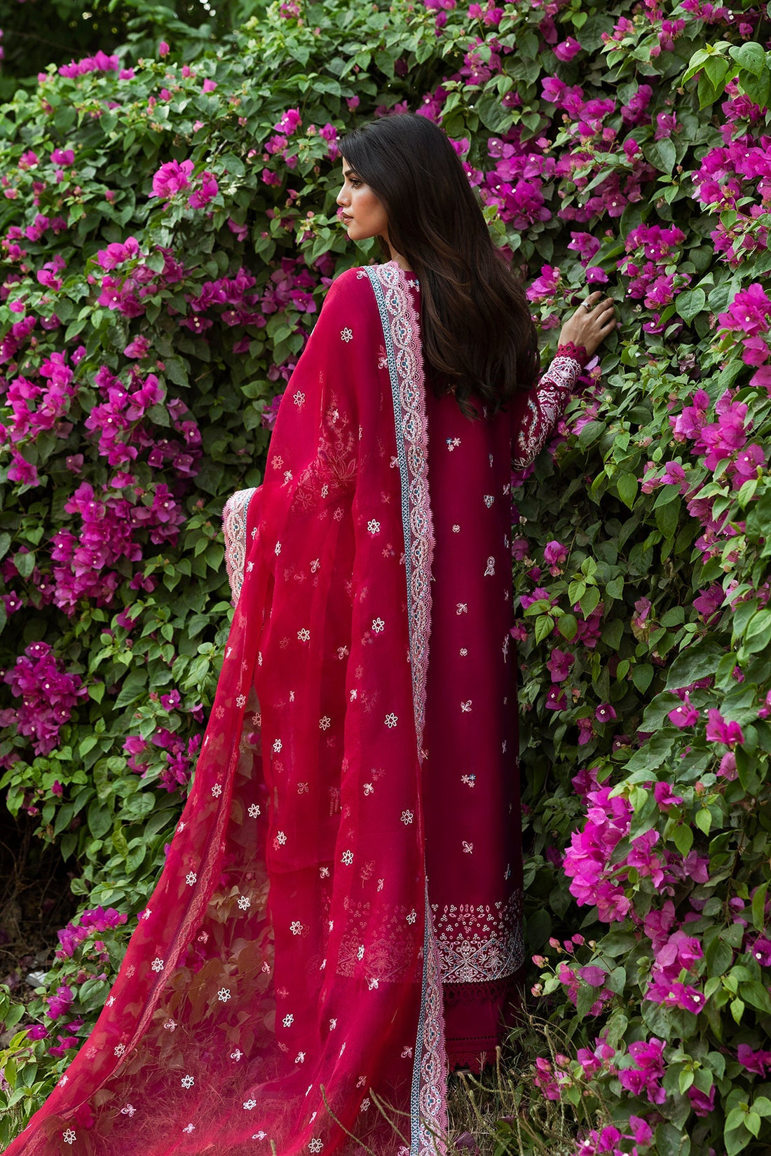 Afrozeh | Mulaqaat Lawn | Humnasheen XS Hot Pink Lawn