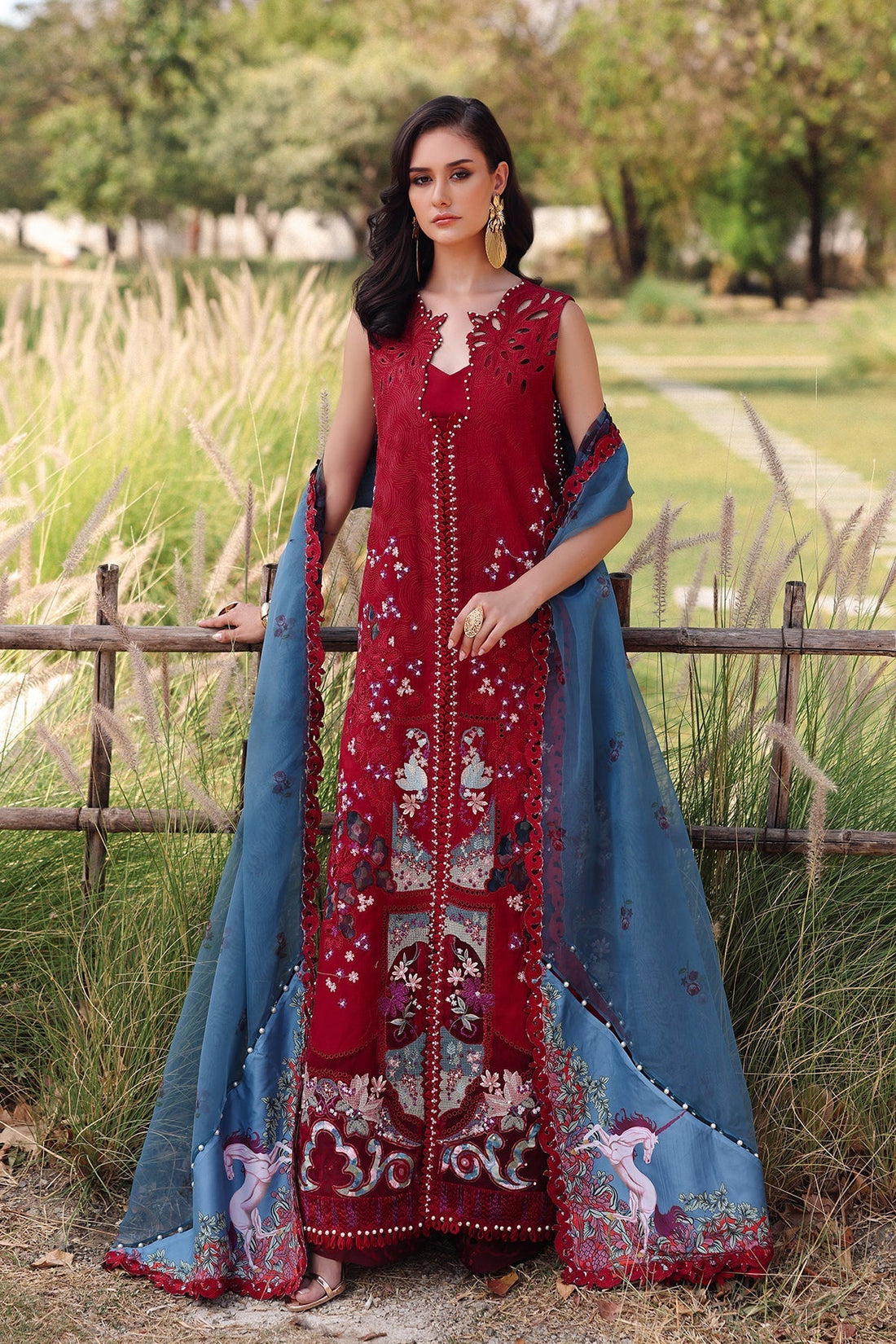 Afrozeh | Lawn 25 | Glacis XS Maroon Lawn