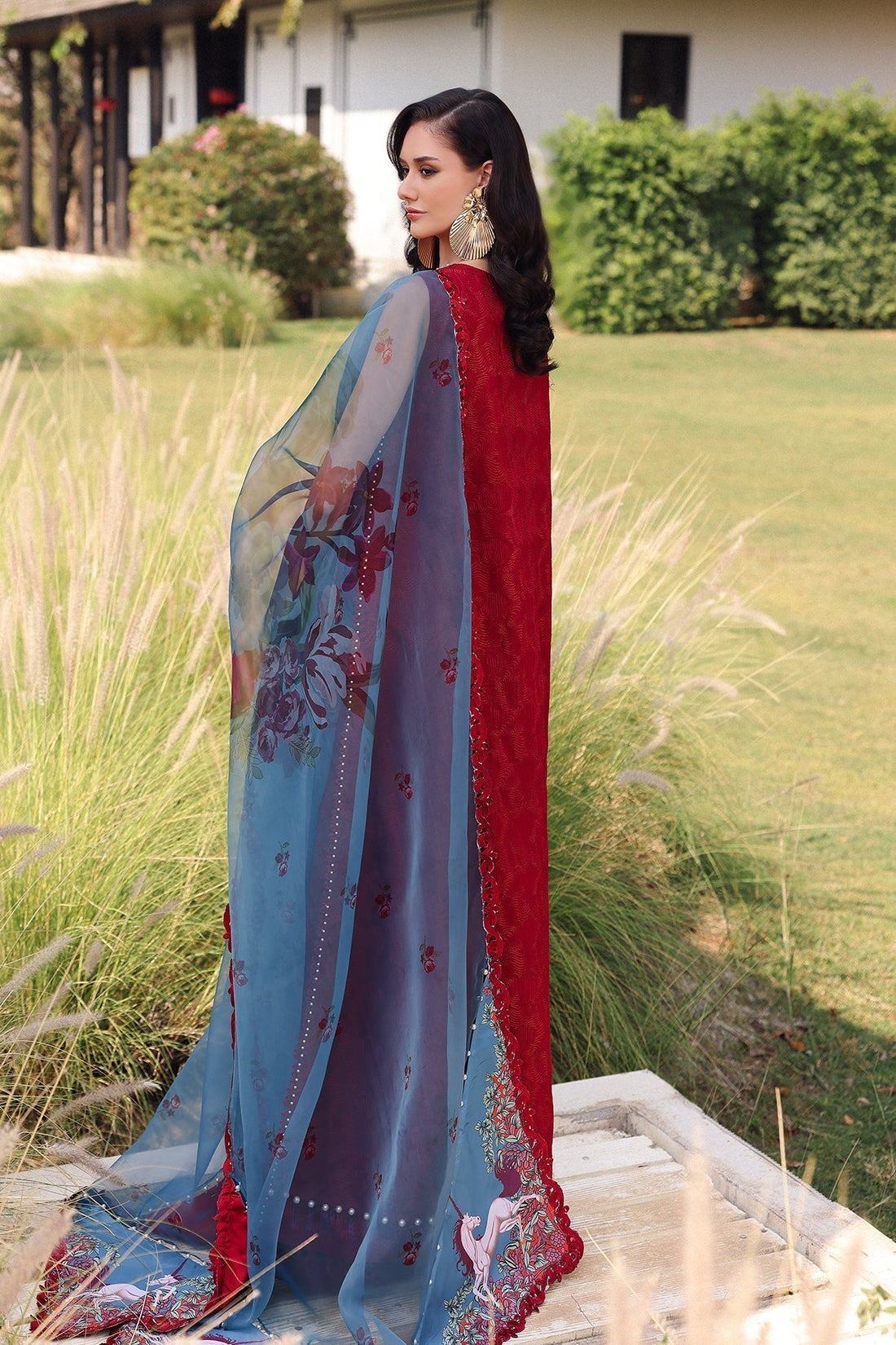 Afrozeh | Lawn 25 | Glacis XS Maroon Lawn