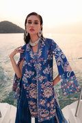 Afrozeh | Lawn 25 | Eclipse L Blue Short Open Shirt with Plazzo