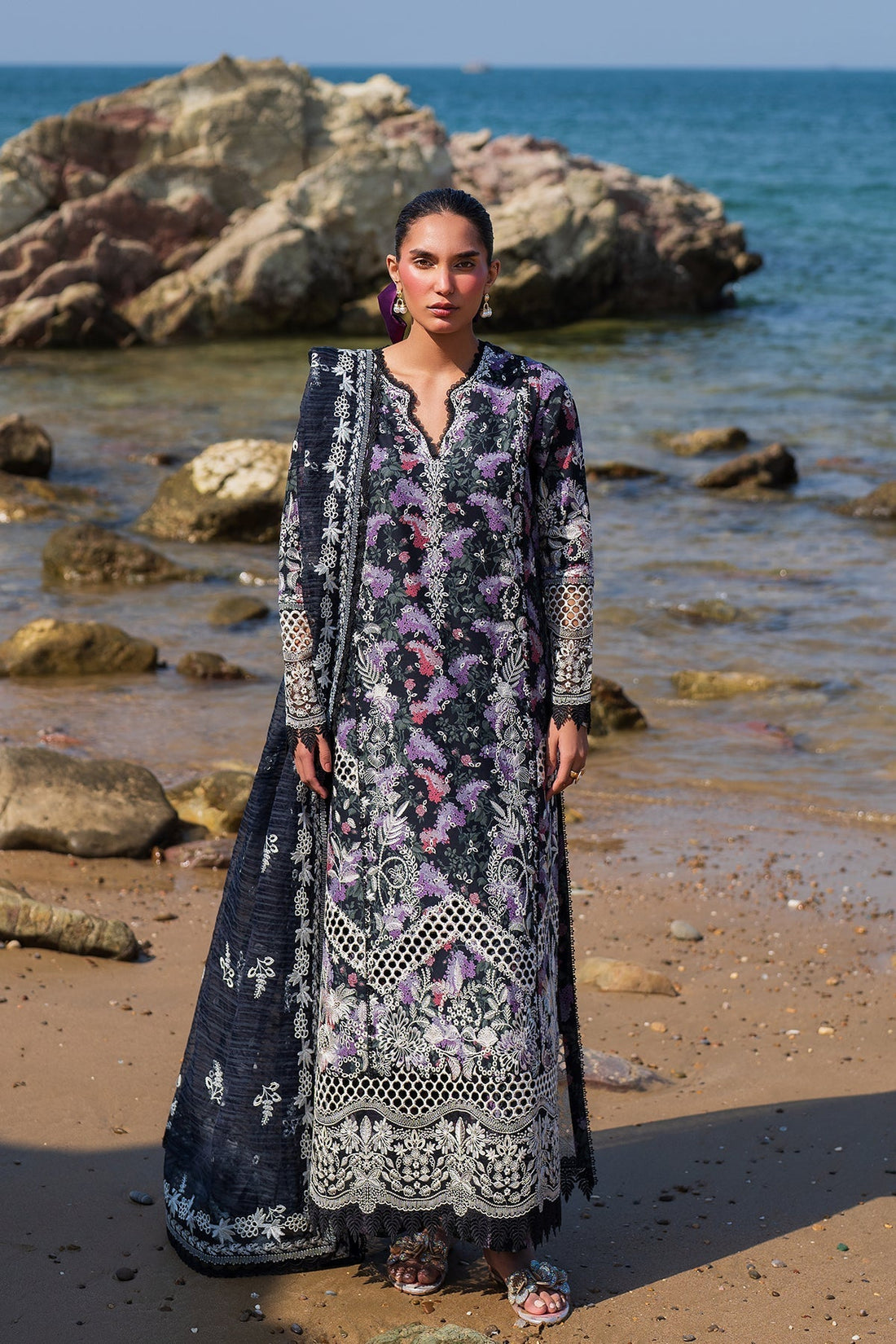 Afrozeh | Endless Summer | Velour XS Navy Blue Lawn