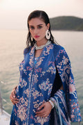 Afrozeh | Lawn 25 | Eclipse S Blue Long Open Shirt