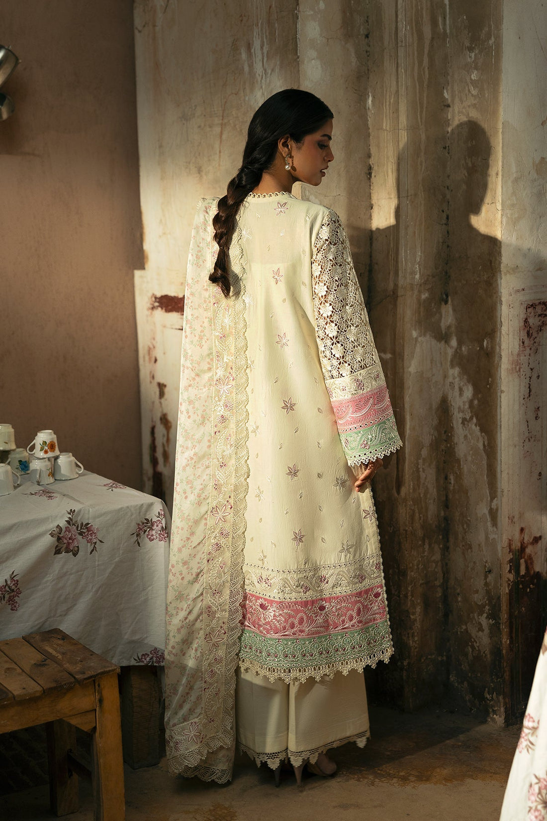 Afrozeh | Mulaqaat Lawn | Mohabbat XS Beige Lawn