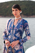 Afrozeh | Lawn 25 | Eclipse M Blue Short Open Shirt with Plazzo