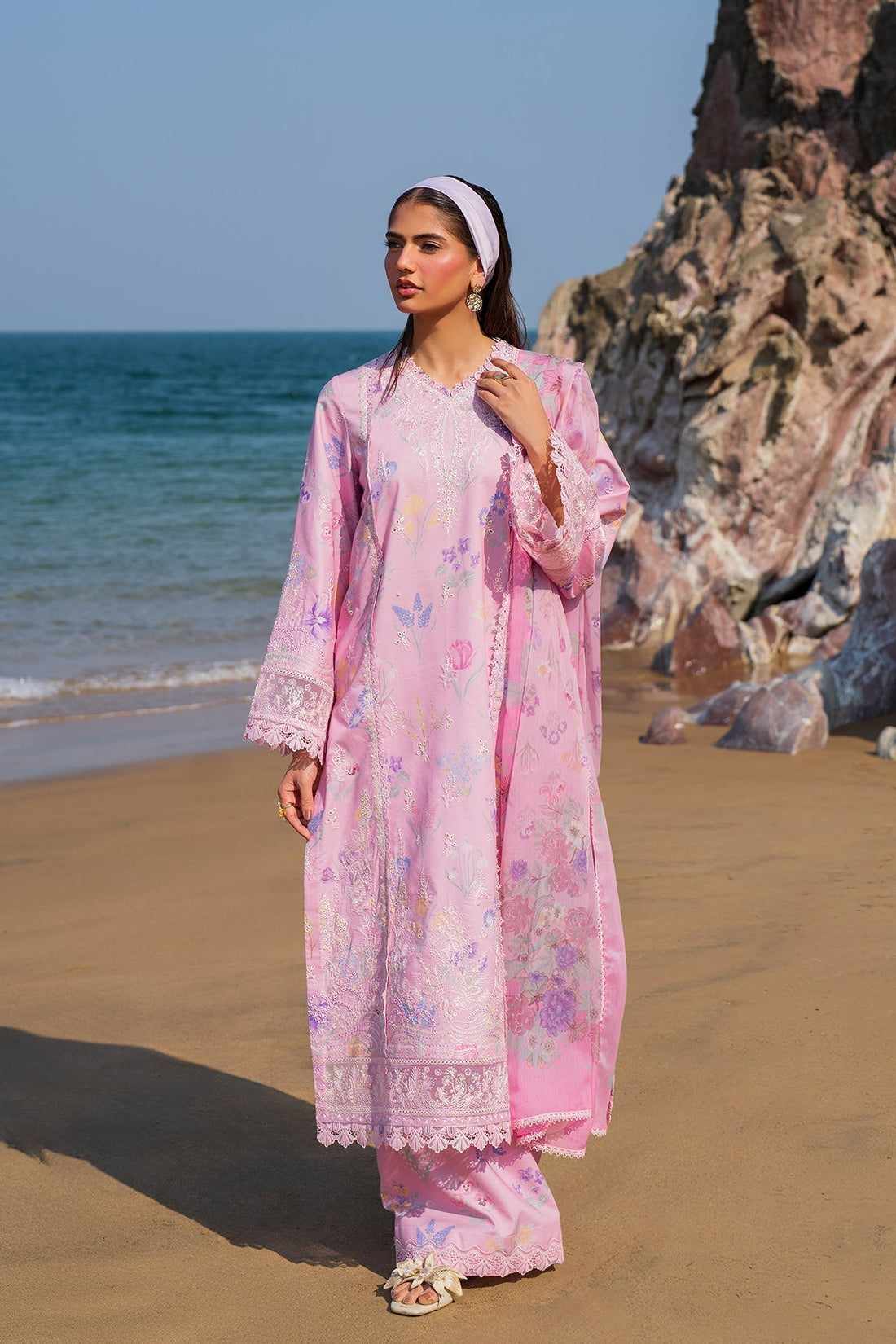 Afrozeh | Endless Summer | Gilded XS Pink Lawn