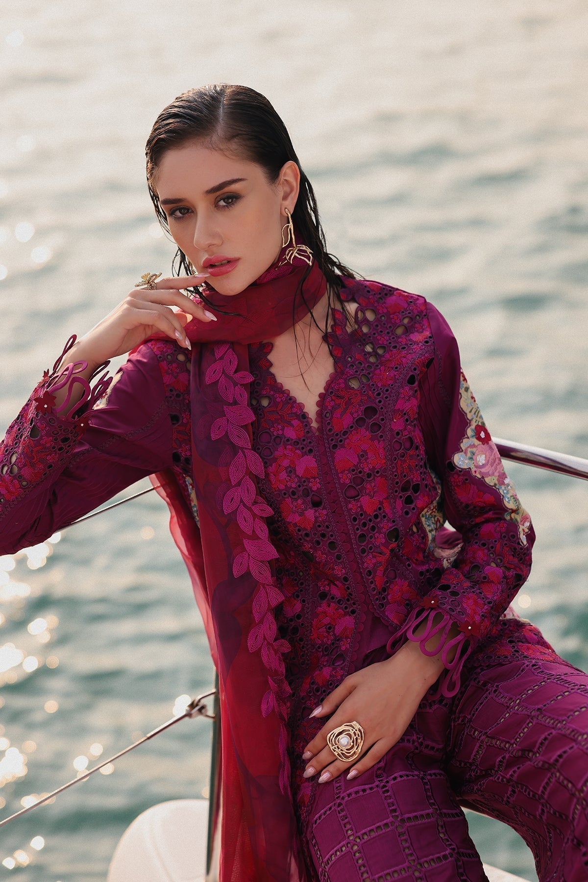 Afrozeh | Lawn 25 | Serene L Magenta Lawn