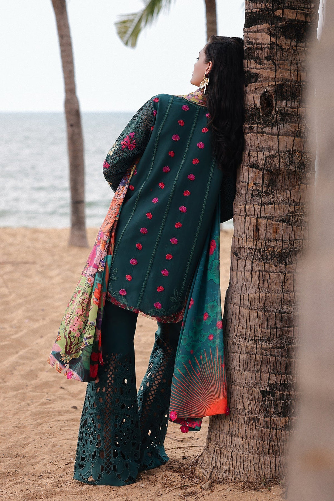 Afrozeh | Lawn 25 | Vermora XS Dark Green Lawn