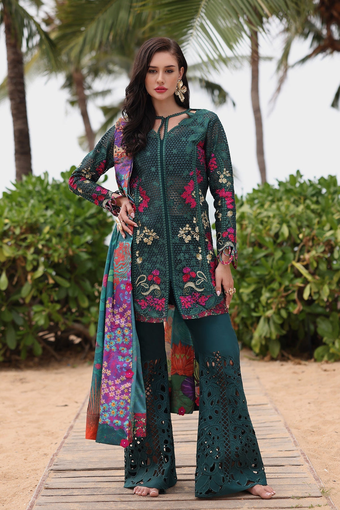 Afrozeh | Lawn 25 | Vermora XS Deep Teal Green Lawn