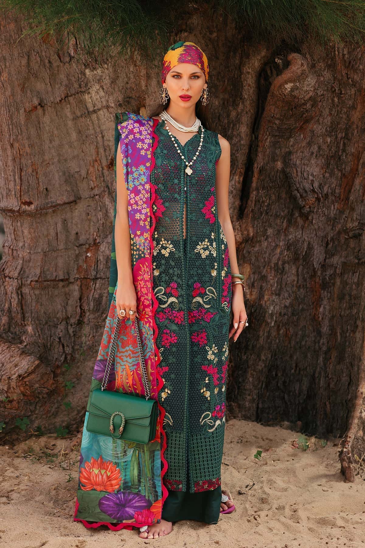 Afrozeh | Lawn 25 | Vermora L Dark Green Lawn