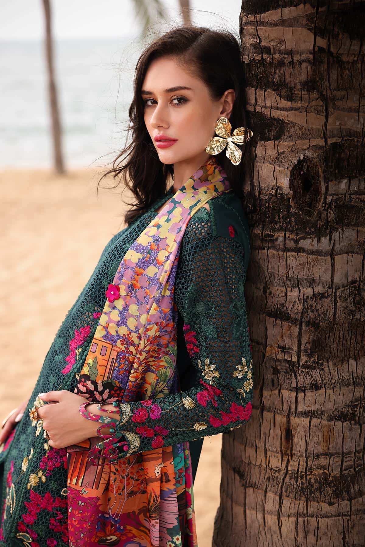 Afrozeh | Lawn 25 | Vermora L Deep Teal Green Lawn