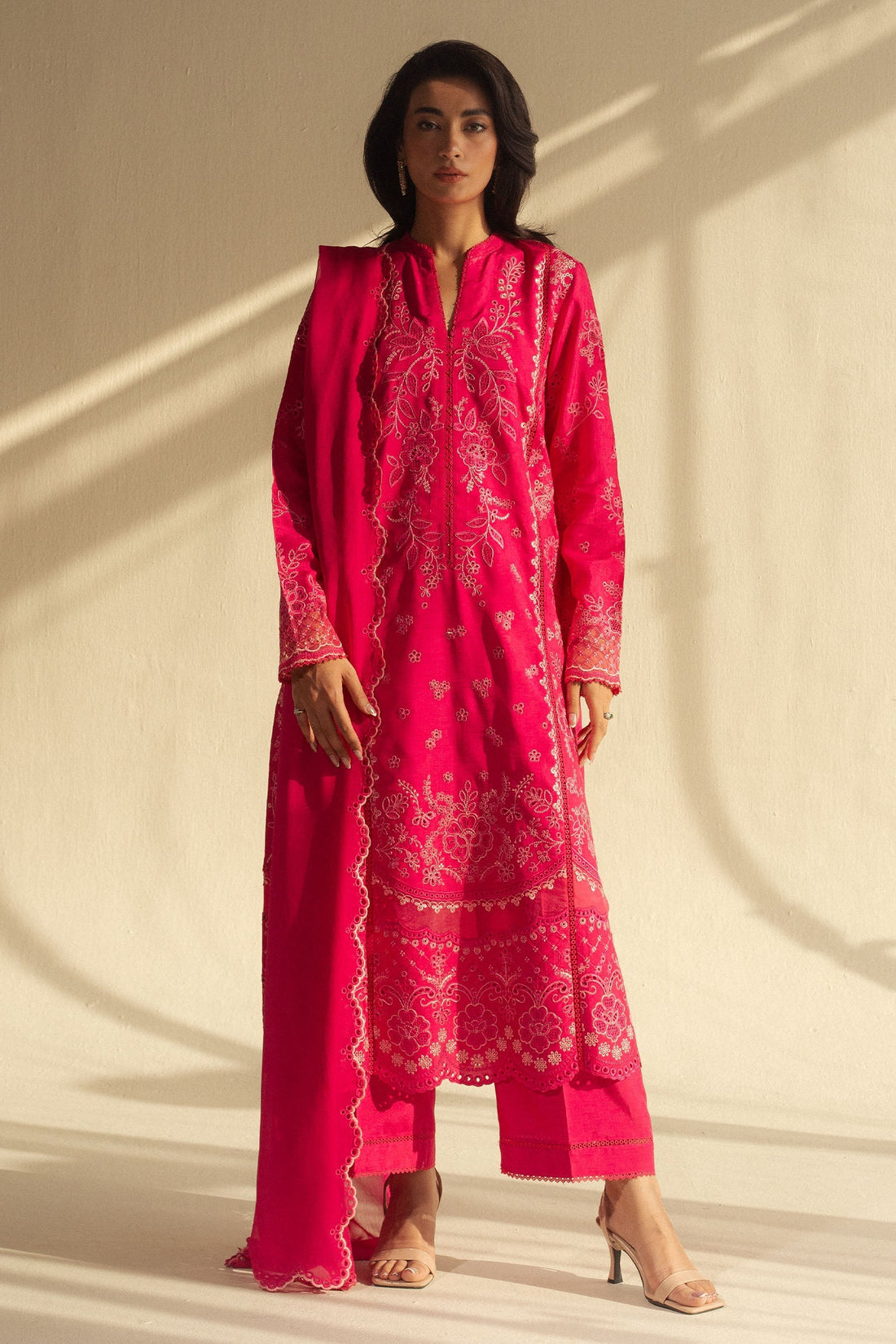 Zara Shahjahan | Fall Festive 24 | ZC-2066 XS Hot Pink Raw Silk