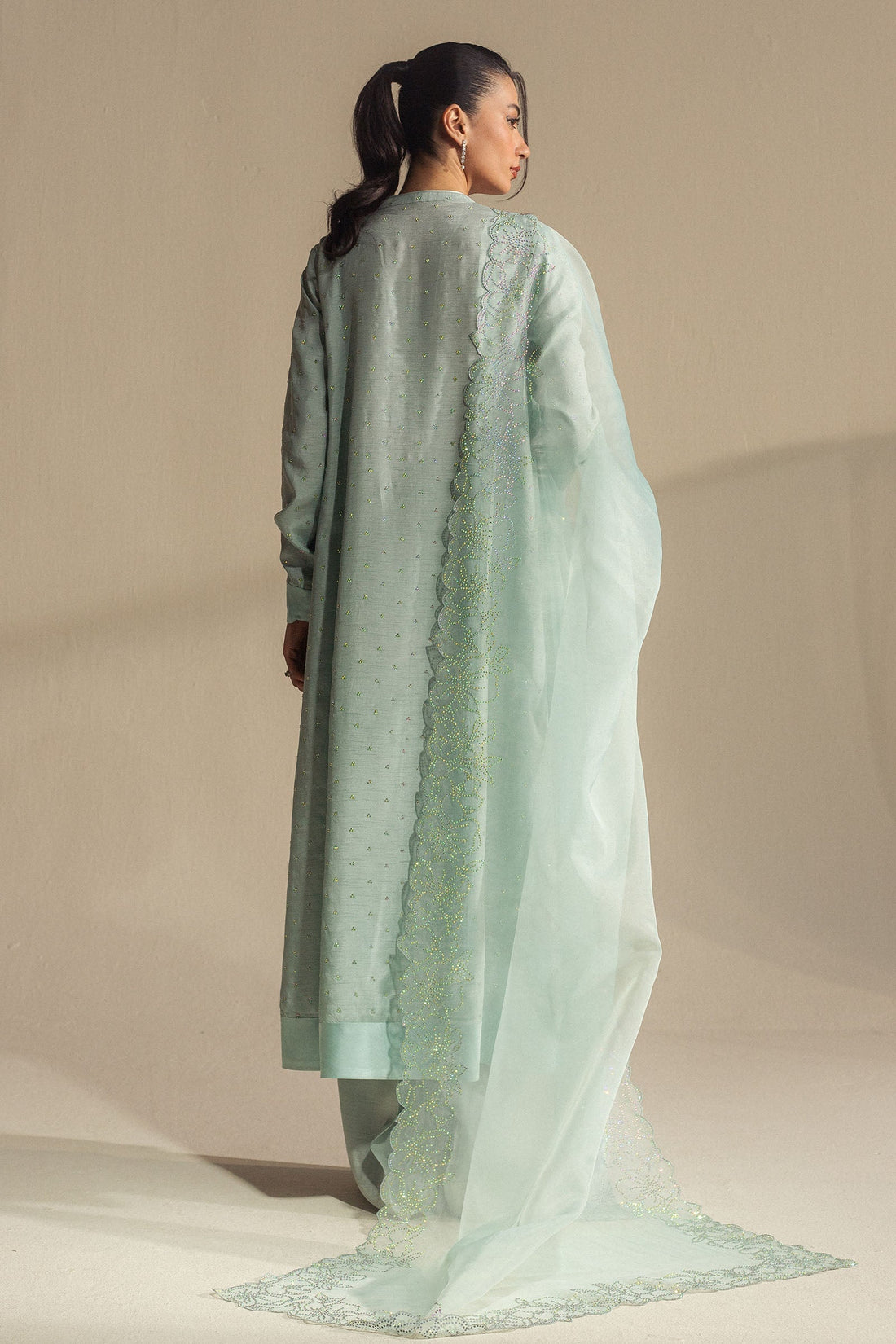 Zara Shahjahan | Fall Festive 24 | ZC-2068 XS Aqua Blue Raw Silk