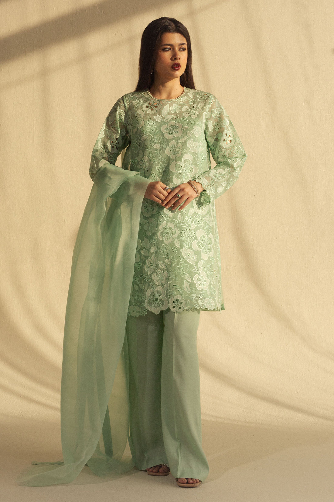 Zara Shahjahan | Fall Festive 24 | ZC-2072 XS Mint Green Organza