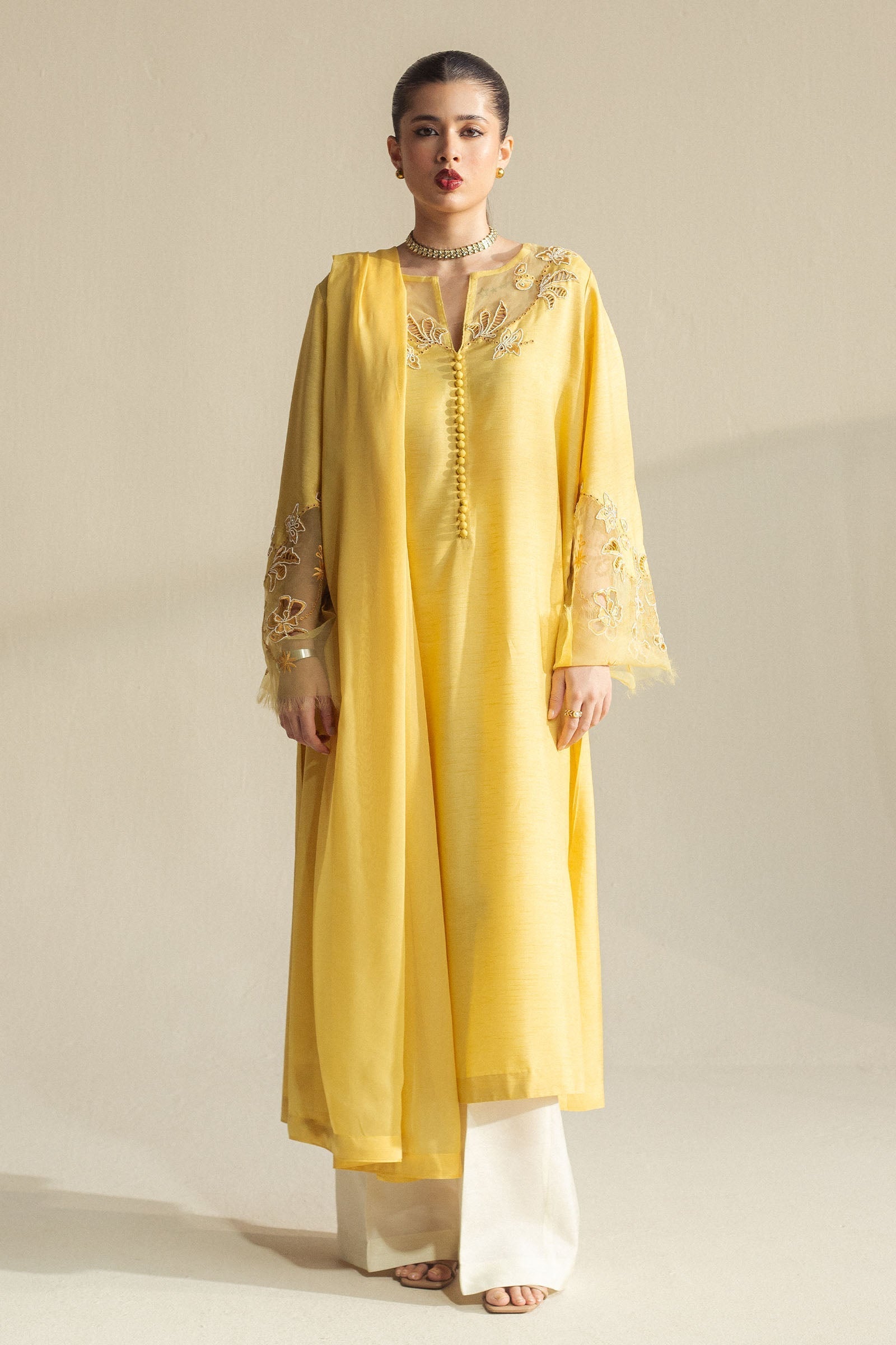 Zara Shahjahan | Fall Festive 24 | ZC-2073 L Pale Yellow Raw Silk