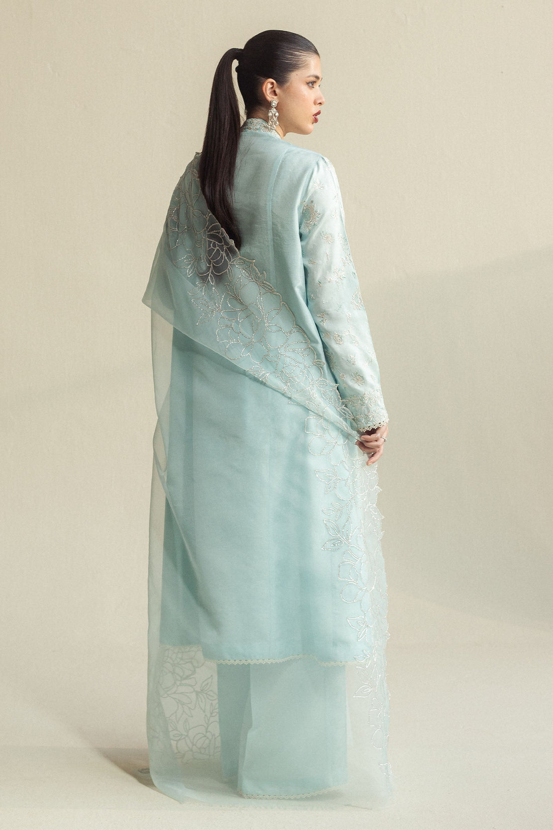 Zara Shahjahan | Fall Festive 24 | ZC-2077 XS Ice Blue Raw Silk