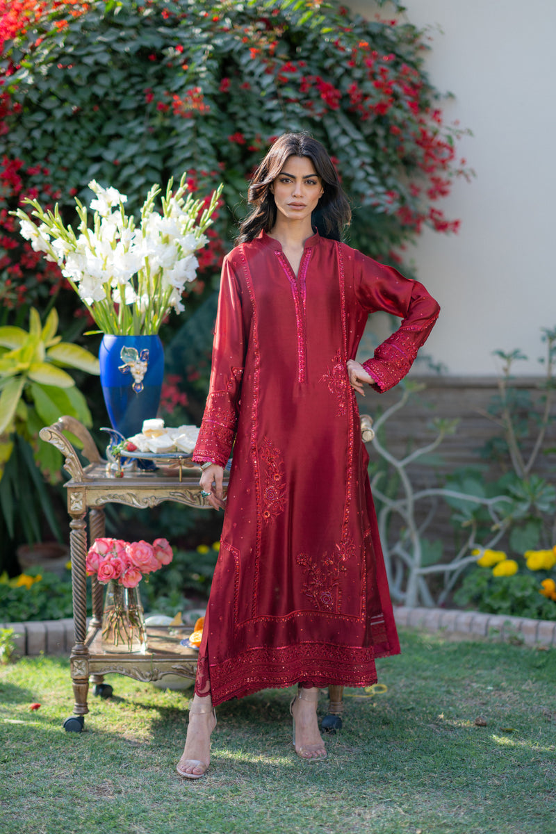 Wahaj M Khan | Pari Collection | Red Pari Sheesha Outfit - Pakistani Designer Dress - by Wahaj M Khan - Type : Ladies Clothes - 100% Original at Saira Sultan