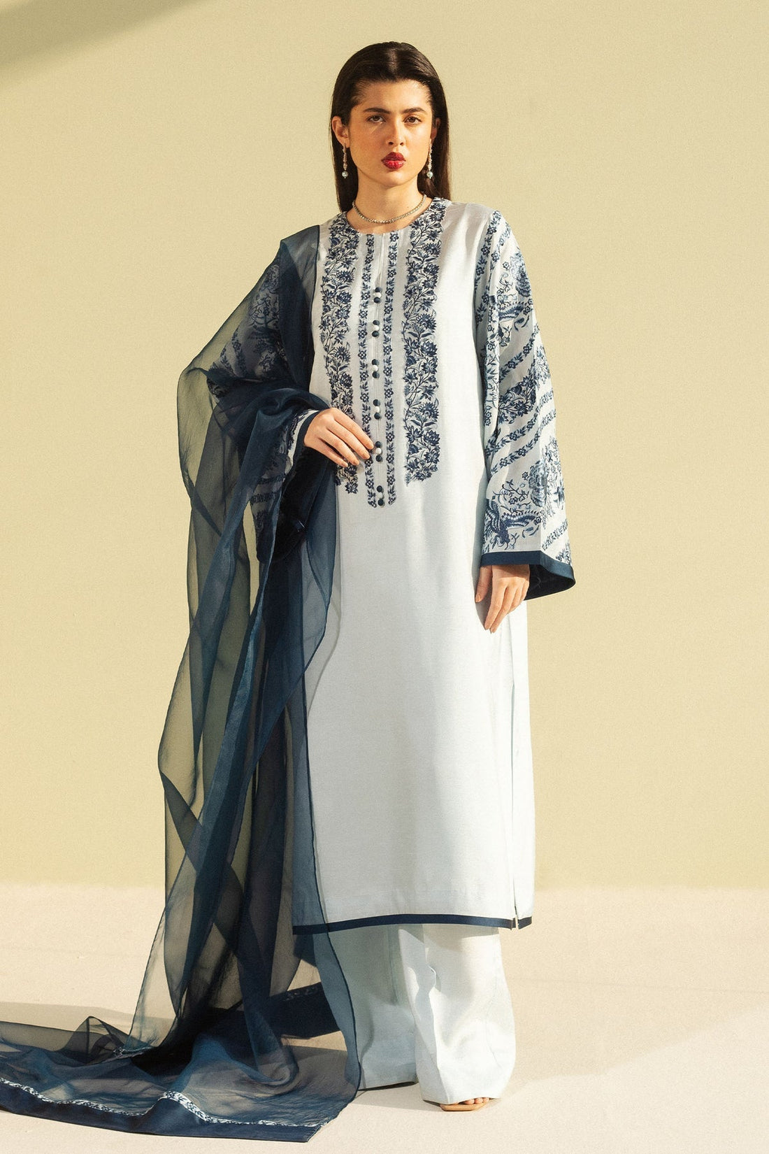 Zara Shahjahan | Festive Wear 25 | ZR25F0105 XS Light Blue Medium Raw Silk