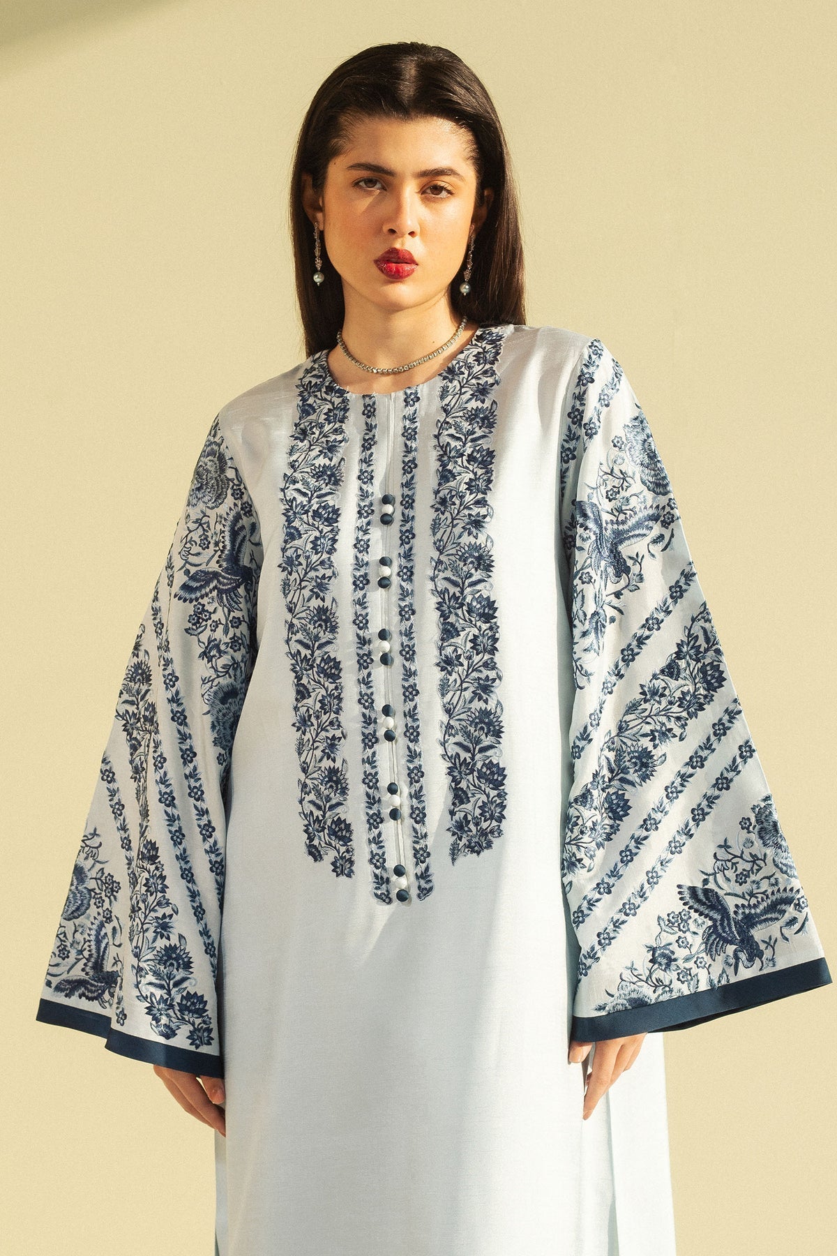 Zara Shahjahan | Festive Wear 25 | ZR25F0105 M Light Blue Medium Raw Silk