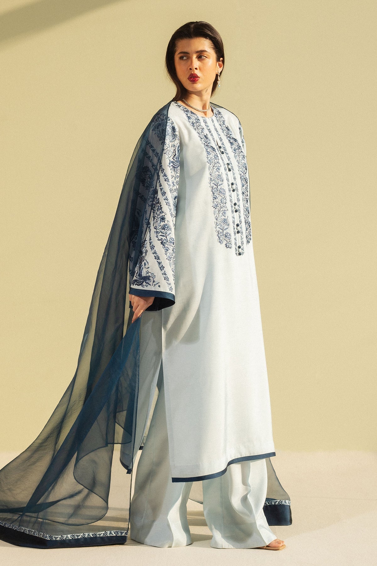 Zara Shahjahan | Festive Wear 25 | ZR25F0105 L Light Blue Medium Raw Silk