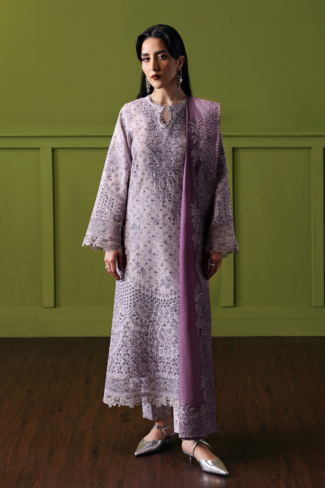 Afrozeh | Rhythm RTW | Empress XS Lilac Gray Lawn
