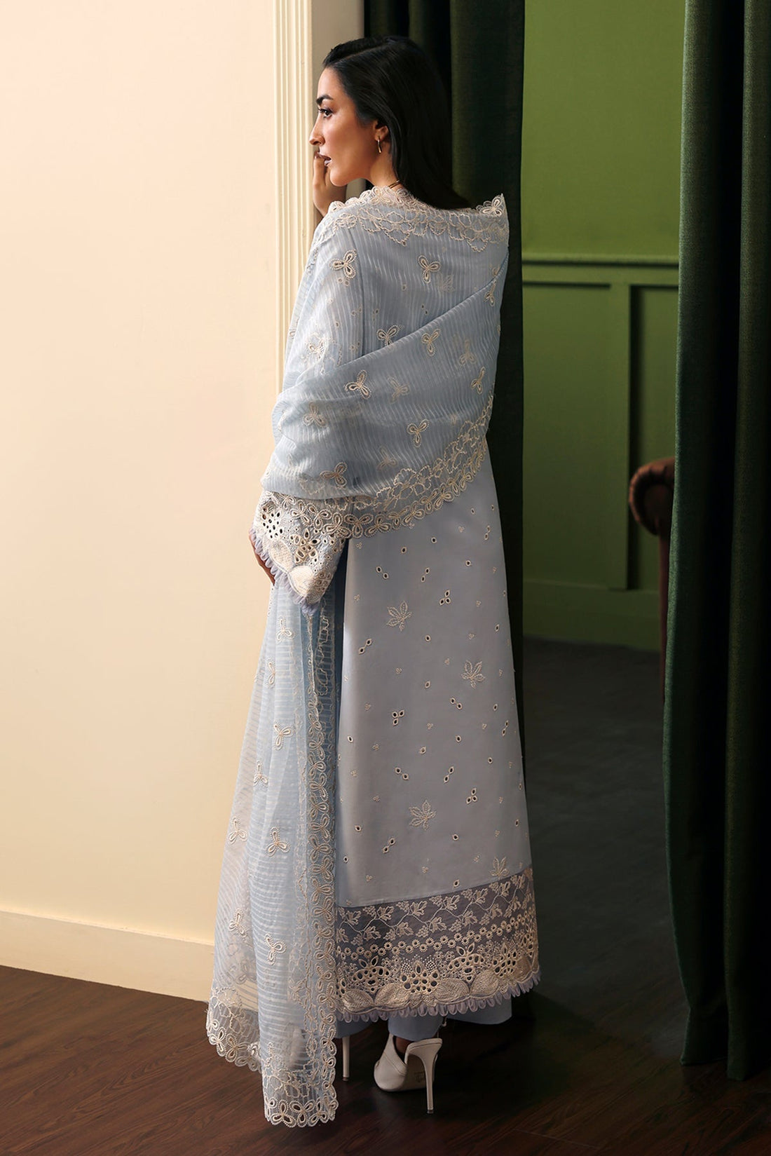 Afrozeh | Rhythm RTW | Crimsal XS LIight blue Grey Lawn