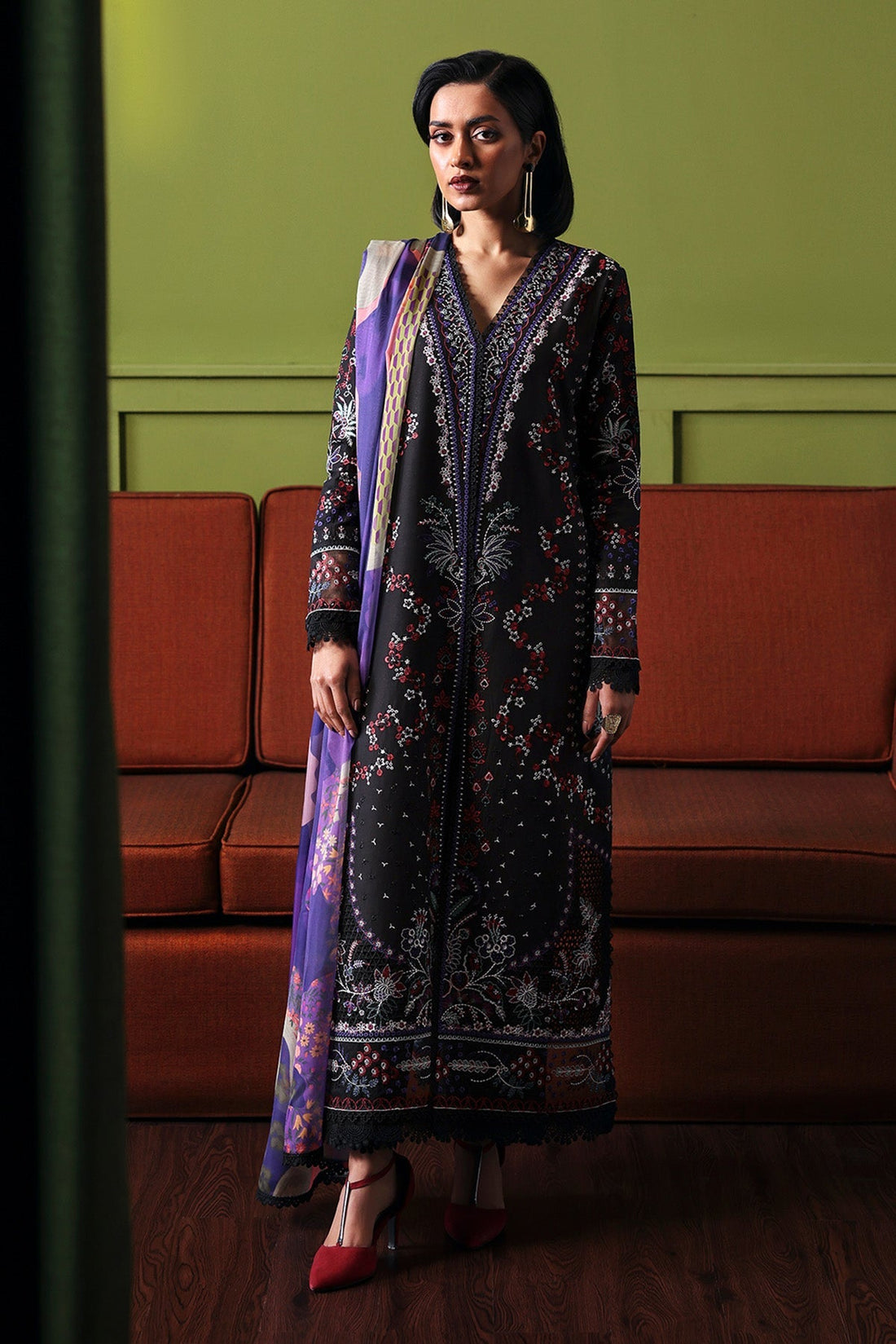 Afrozeh | Rhythm RTW | Etherea XS Black Lawn
