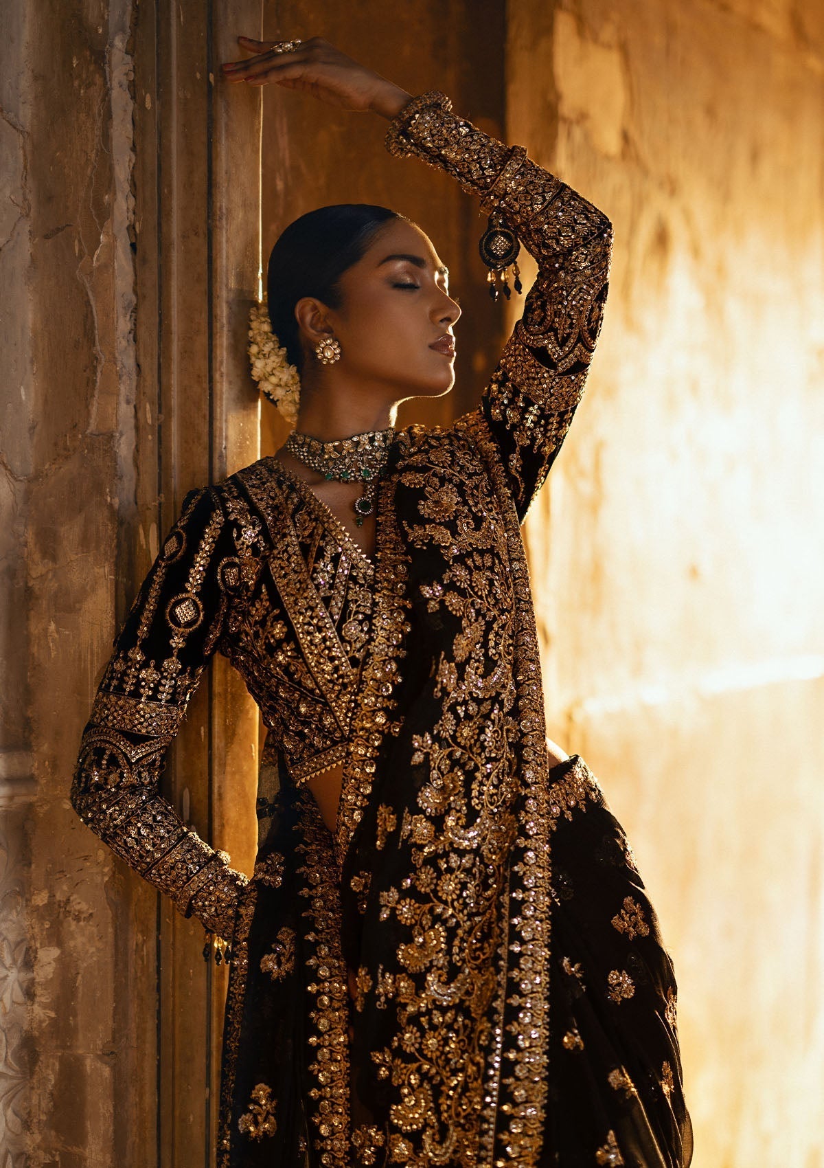 Aik Atelier | Dastoor Velvet 24 | DASTOOR - LOOK 04 M Deep Chocolate Chiffon