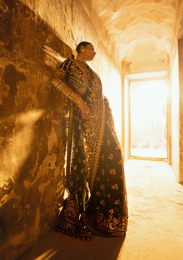 Aik Atelier | Dastoor Velvet 24 | DASTOOR - LOOK 04 Custom Size Deep Chocolate Chiffon