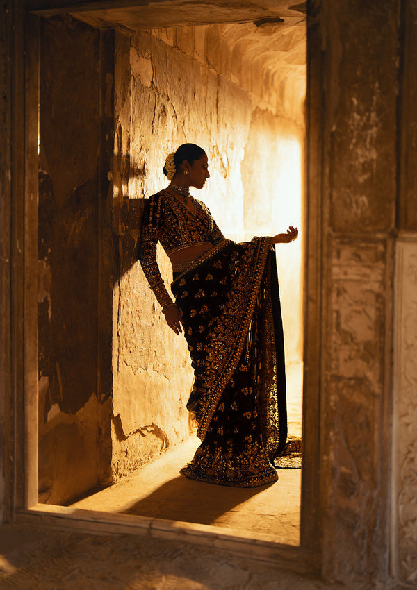 Aik Atelier | Dastoor Velvet 24 | DASTOOR - LOOK 04 XL Deep Chocolate Chiffon
