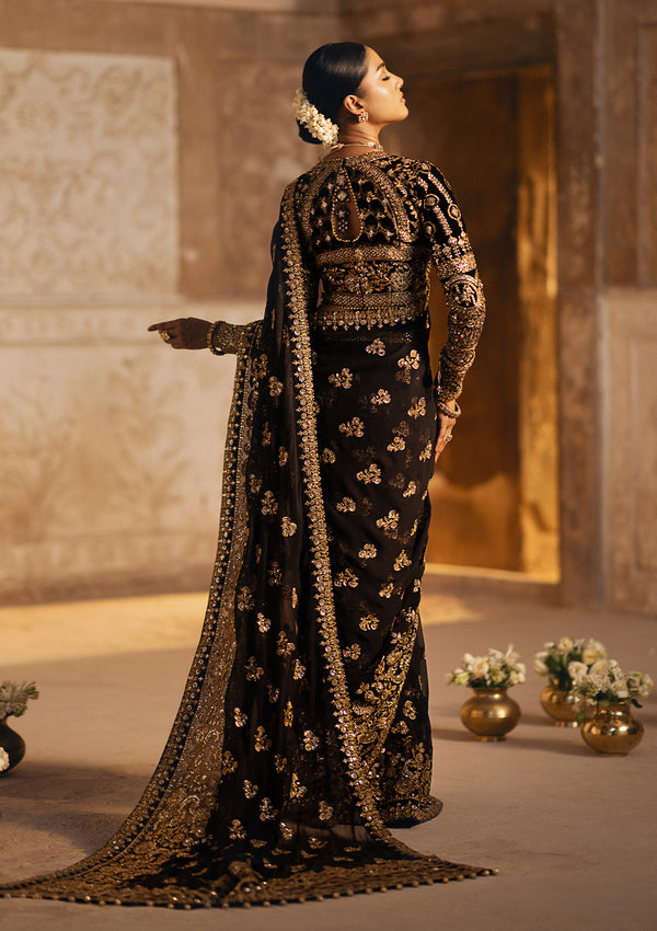 Aik Atelier | Dastoor Velvet 24 | DASTOOR - LOOK 04 XS Deep Chocolate Chiffon