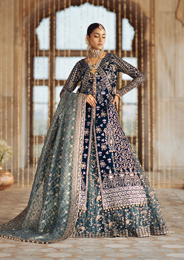 Aik Atelier | Dastoor Velvet 24 | DASTOOR - LOOK 05 XS Teal Blue Velvet