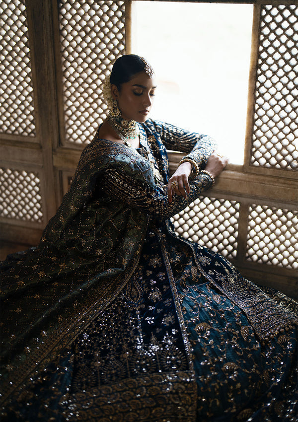 Aik Atelier | Dastoor Velvet 24 | DASTOOR - LOOK 05 Custom Size Teal Blue Velvet