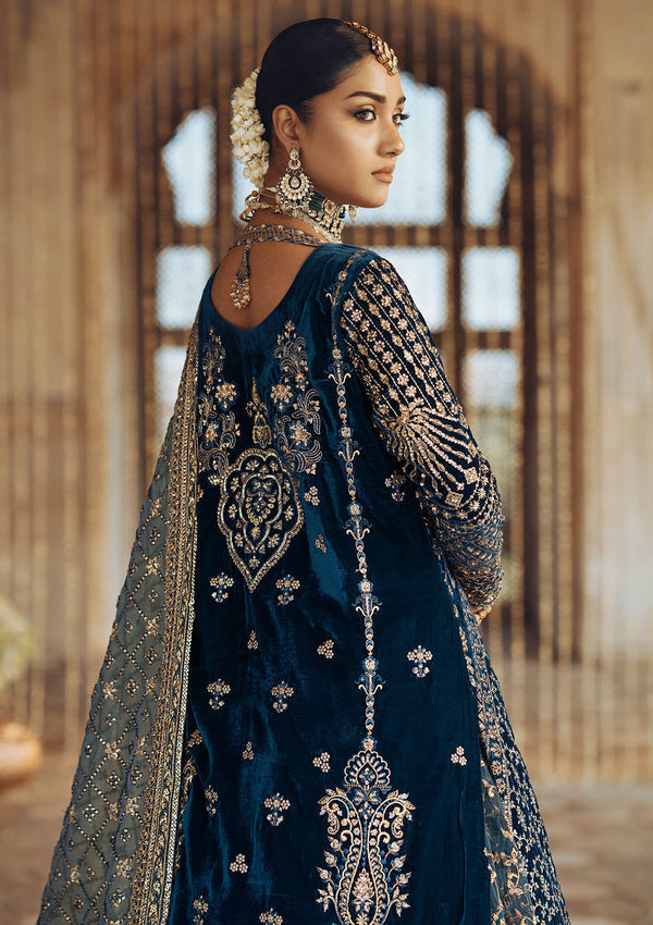 Aik Atelier | Dastoor Velvet 24 | DASTOOR - LOOK 05 XS Teal Blue Velvet