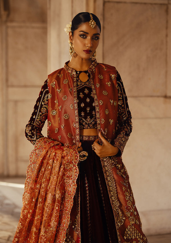 Aik Atelier | Dastoor Velvet 24 | DASTOOR - LOOK 06 L Maroon Velvet