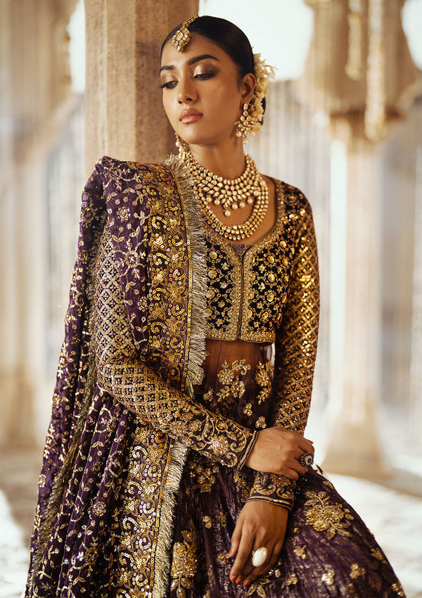 Aik Atelier | Dastoor Velvet 24 | DASTOOR - LOOK 10 S Purple Net