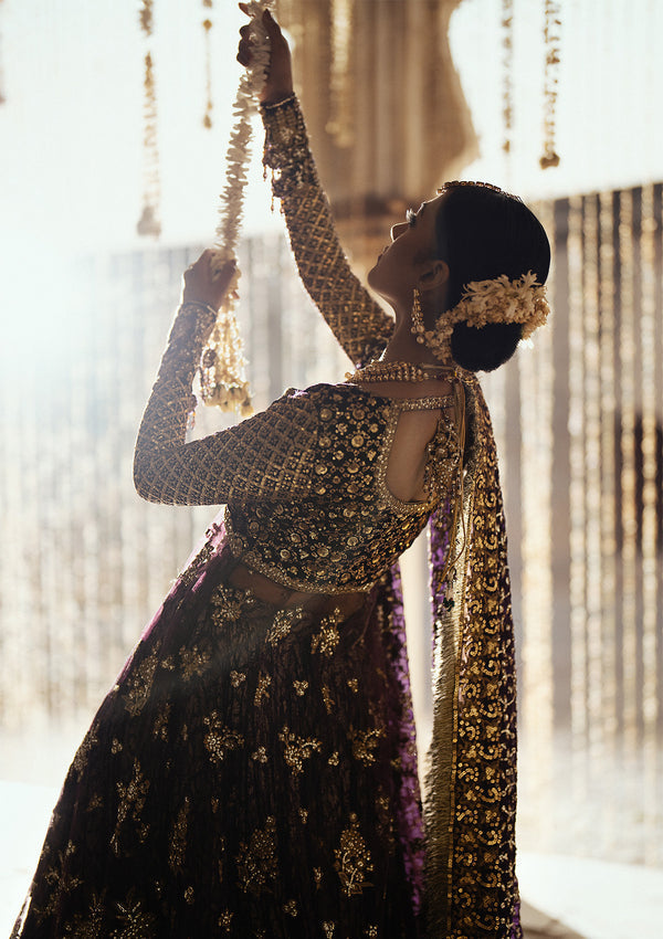 Aik Atelier | Dastoor Velvet 24 | DASTOOR - LOOK 10 M Purple Net