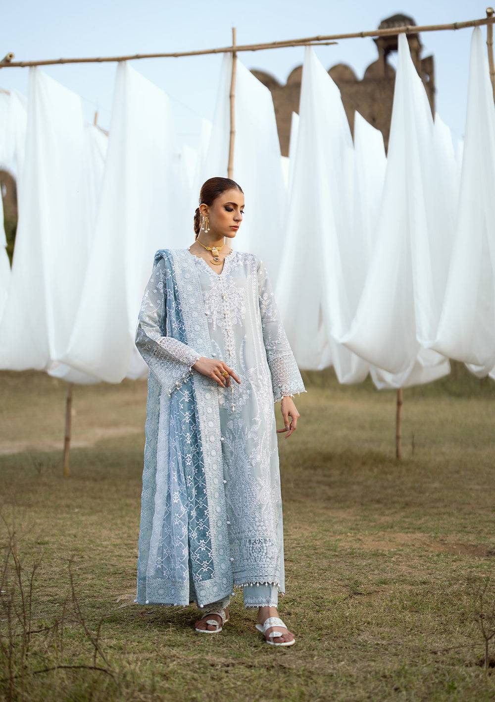 Aik Atelier | Pardes Lawn 24 | LOOK 05 - Pakistani Designer Dress - by Aik Atelier | Type: Luxury - 100% Original at Saira Sultan
