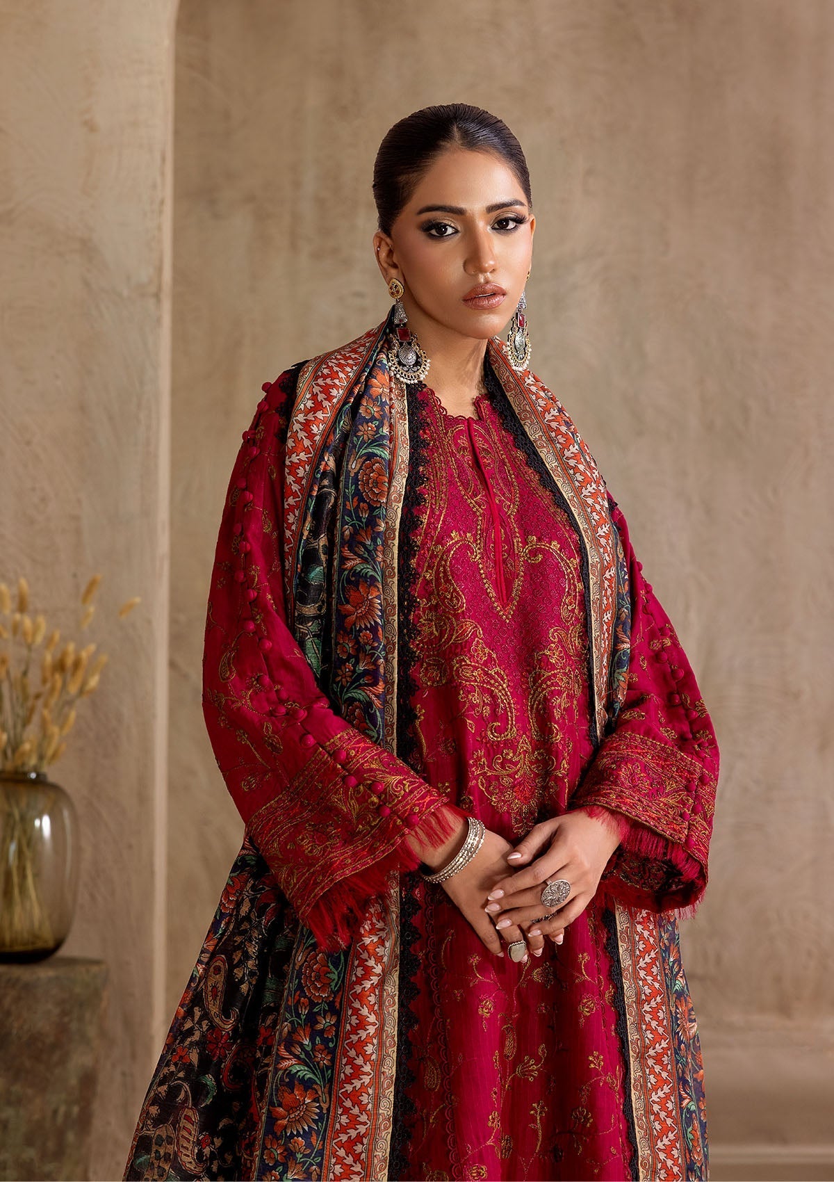 Aik Atelier | RTW 25 | LOOK 05 XL Deep Red Jacquard Lawn