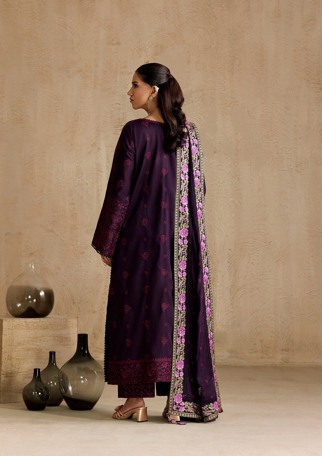 Aik Atelier | RTW 25 | LOOK 08 XS Dark Plum Jacquard Lawn