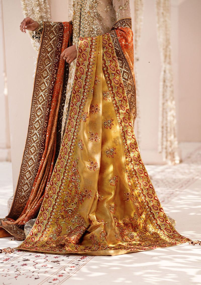 Aik Atelier | Wedding Festive 24 | INDIAN GOLD TISSUE SHAWL - Pakistani Designer Dress - by Aik Atelier | Type: Bridal - 100% Original at Saira Sultan