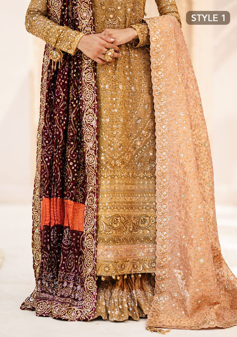 Aik Atelier | MAROON TUSSAR SILK CHUNRI SHAWL - Pakistani Designer Dress - by Aik Atelier | Type: Bridal - 100% Original at Saira Sultan