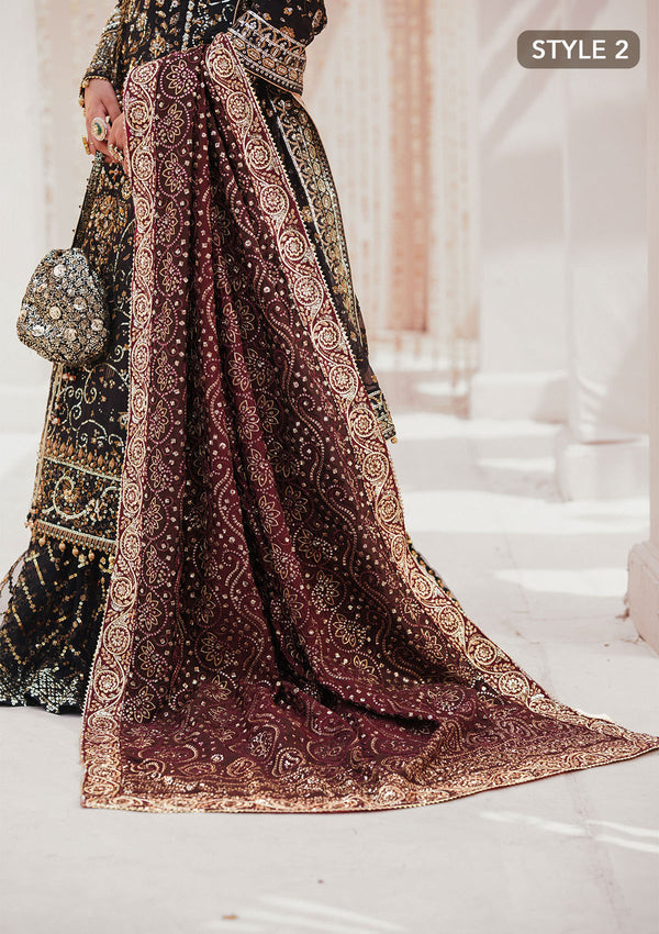 Aik Atelier | MAROON TUSSAR SILK CHUNRI SHAWL - Pakistani Designer Dress - by Aik Atelier | Type: Bridal - 100% Original at Saira Sultan