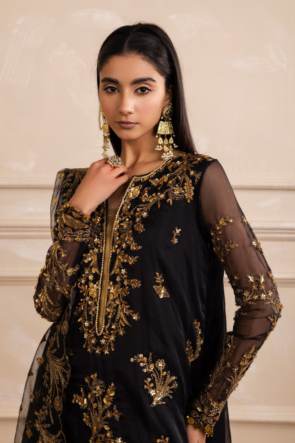 Maryum N Maria | Izara Formals | ANAHITA - MW40028 M Black Organza