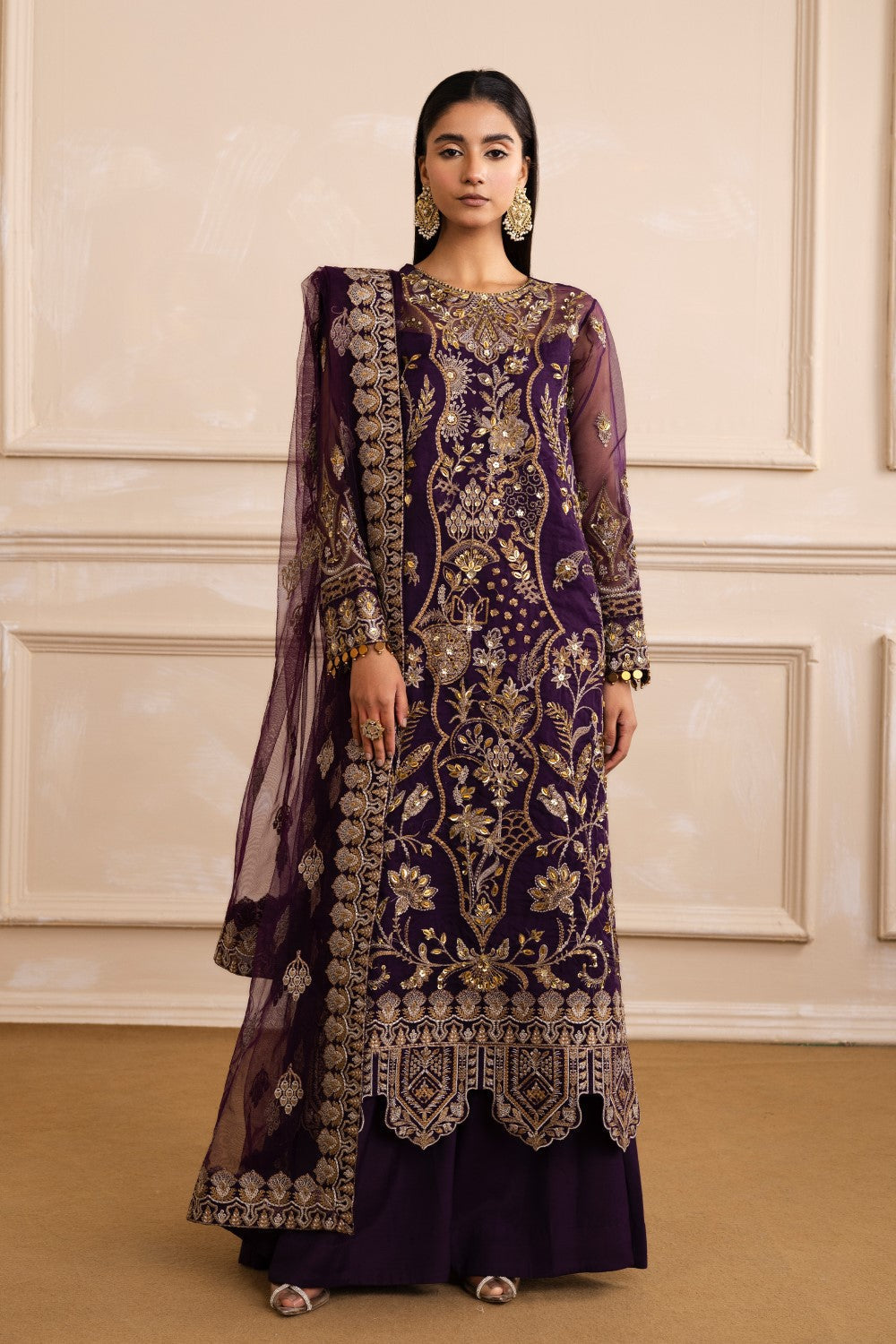 Maryum N Maria | Izara Formals | ARIANA - MW40031 XS Dark Purple Organza