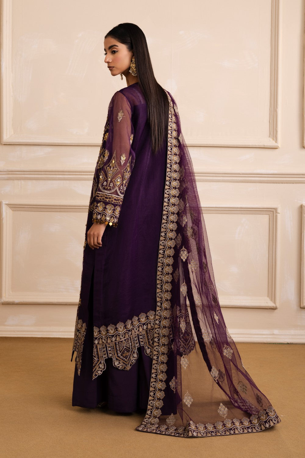 Maryum N Maria | Izara Formals | ARIANA - MW40031 XS Dark Purple Organza