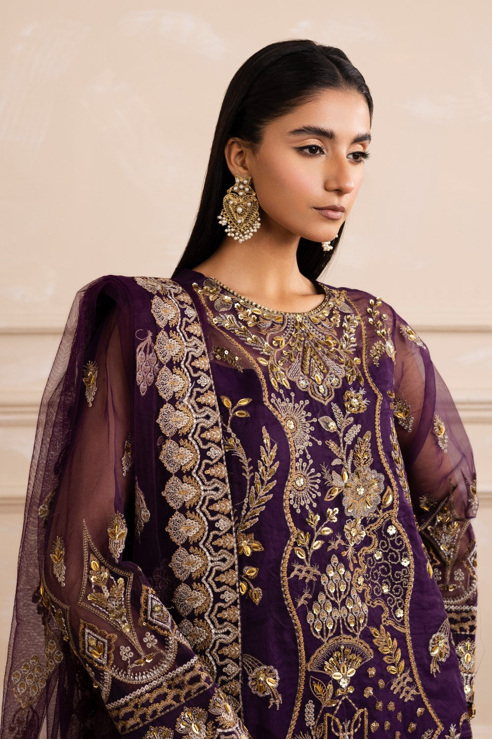 Maryum N Maria | Izara Formals | ARIANA - MW40031 M Dark Purple Organza