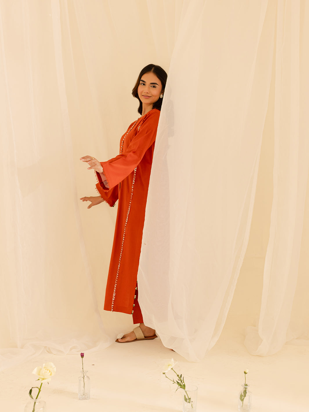 Mahnur | Petal Whispers Lawn Pret | Aster XL Orange Lawn