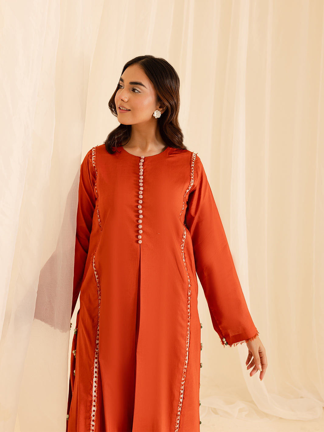 Mahnur | Petal Whispers Lawn Pret | Aster L Orange Lawn