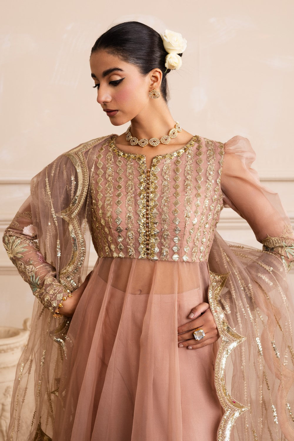 Maryum N Maria | Izara Formals | AZITA - MW40032 M Peach Pink Organza