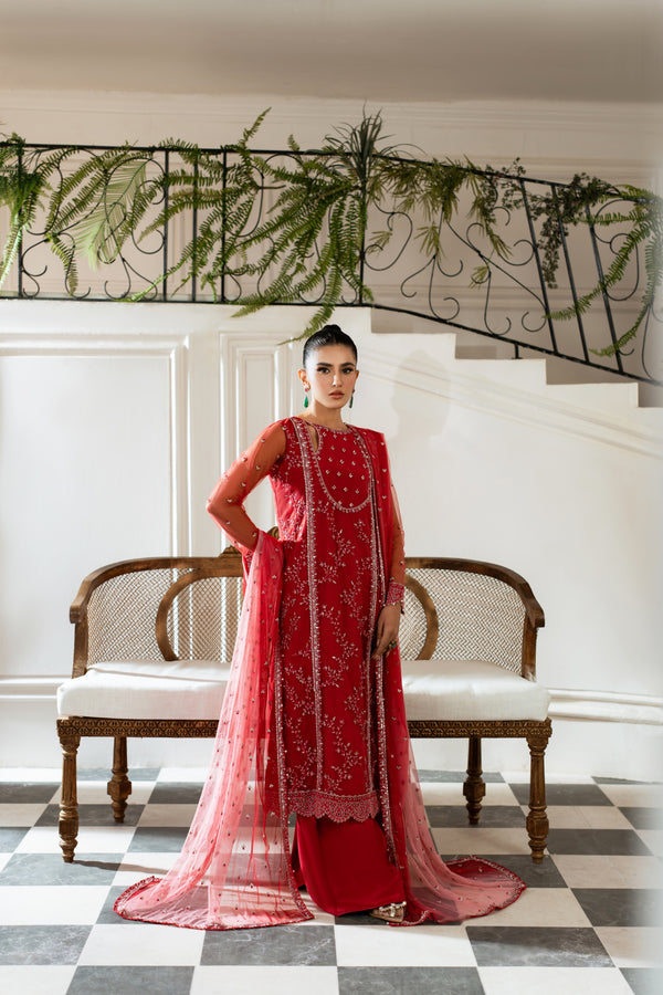 Azzal | Mishri Formals | Bahar XL Net Electric Red